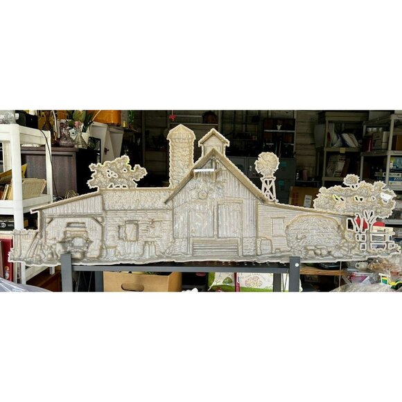 VTG Burwood Products Farm Barn Hay Buggy Chickens 46” Wall Decor 3D #587 MCMLXXV - Picture 3 of 5